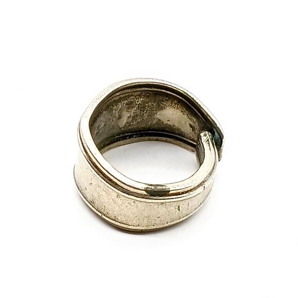 Vintage Princess Spoon Wrap Ring, Silver Plate Lady Doris Floral Bypass Ring, Un - Picture 4 of 4